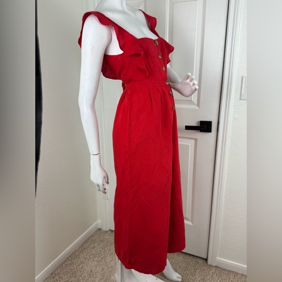 Red Carter Vibrant Red Jumpsuit with Wide-Leg Design Size XS. A48 - Picture 8 of 16